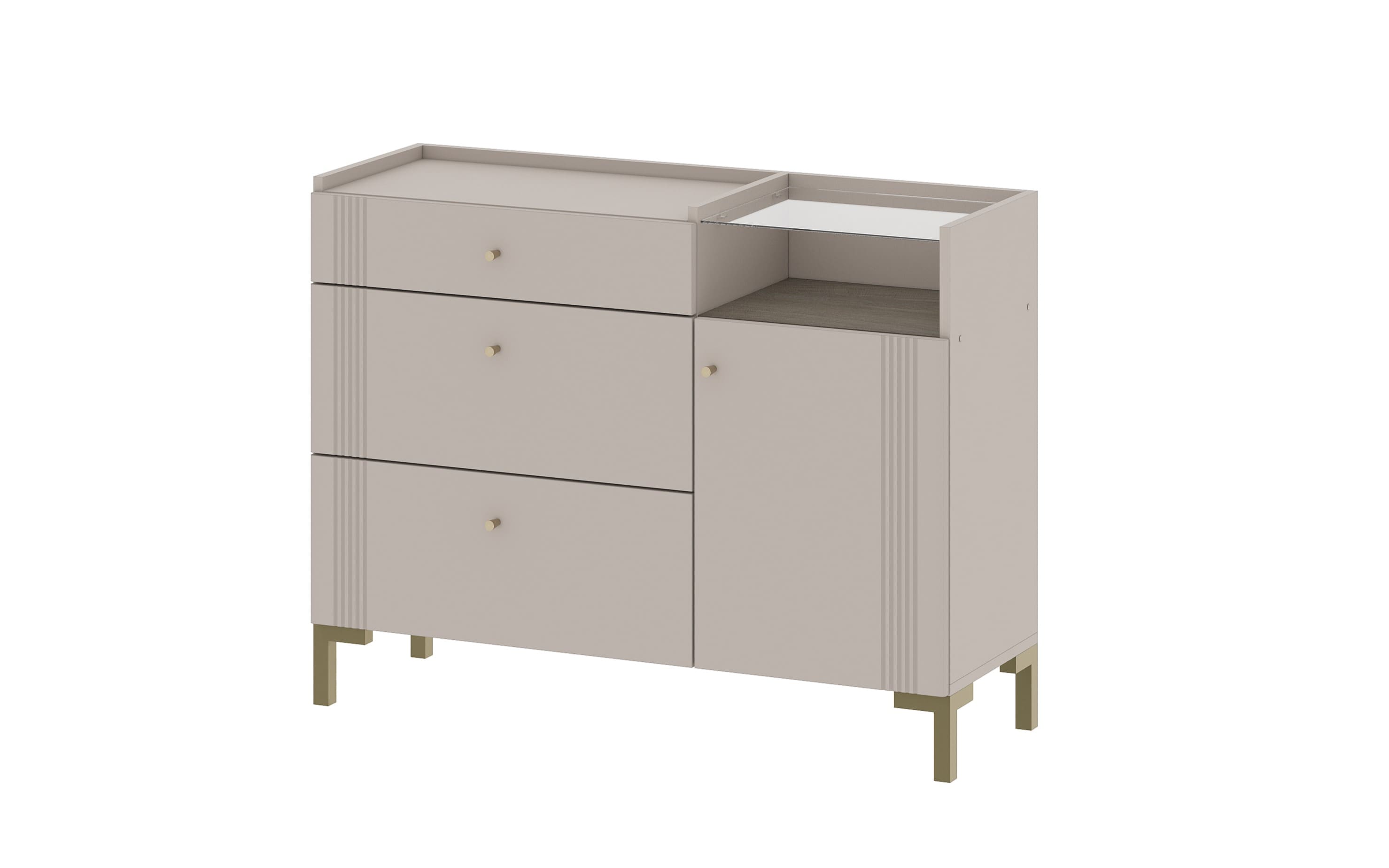 Комод "Одетта" 3 ящика 1 створка МДФ (КМ1 Дуб Эндгрей/Меланж)